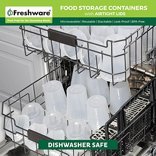 Freshware Food Storage Containers [24 Set] 32 oz Plastic Deli Containers  with Lids, Slime, Soup, Meal Prep Containers, BPA Free, Stackable, Leakproof, Microwave/Dishwasher/Freezer Safe