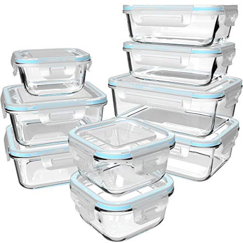 S SALIENT 18 Piece Glass Food Storage Containers with Lids, Glass Meal Prep  Containers, Glass Containers for Food Storage with Lids, BPA Free & Leak  Proof (9 lids & 9 Containers)