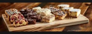 an array of festive gluten-free treats, beautifully arranged on a wooden serving board.