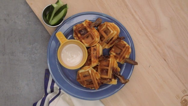 Chicken and Waffle Wings on Plate