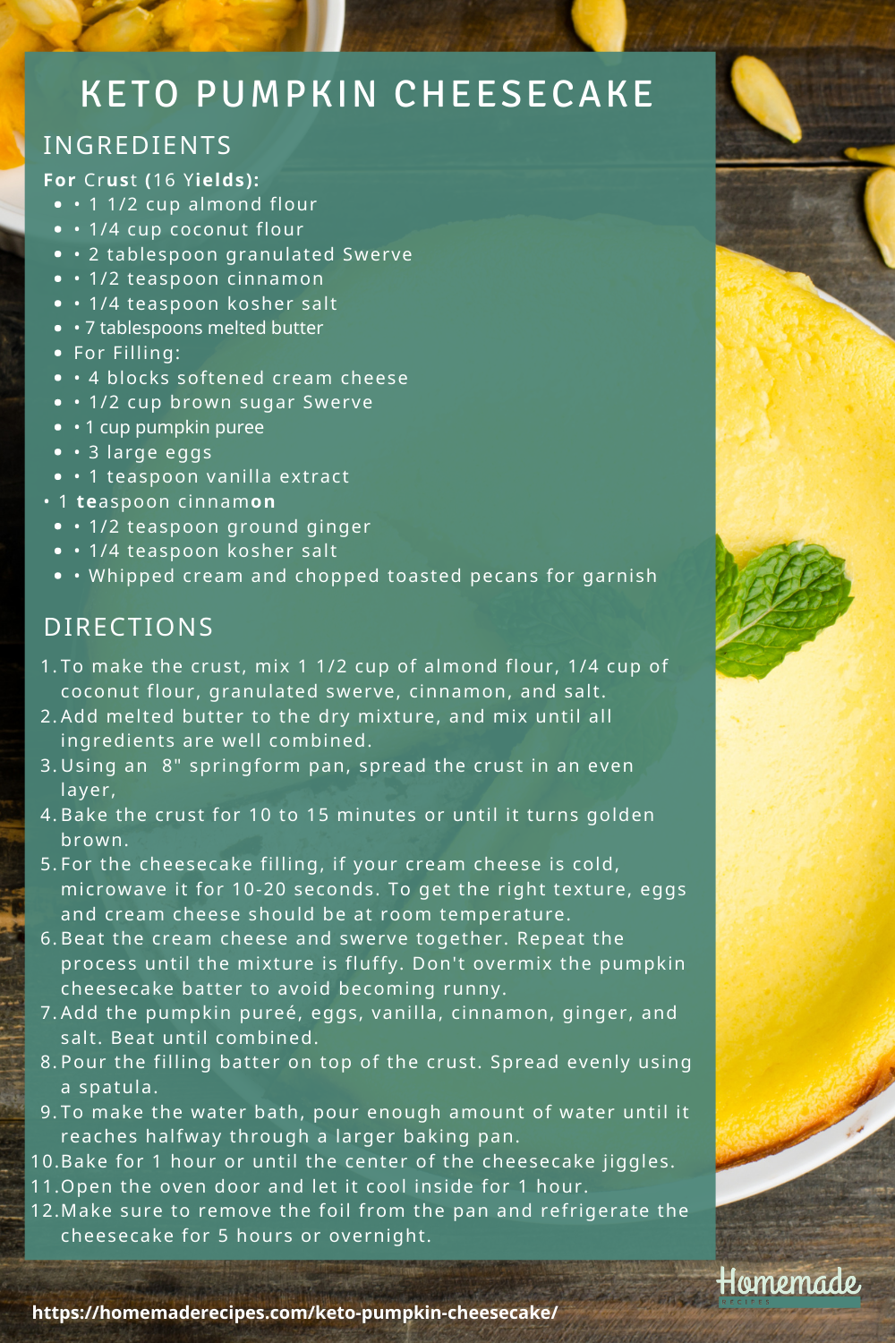 recipe card | Keto Pumpkin Cheesecake Recipe | Guilt-Free Dessert For Your Sweet Tooth