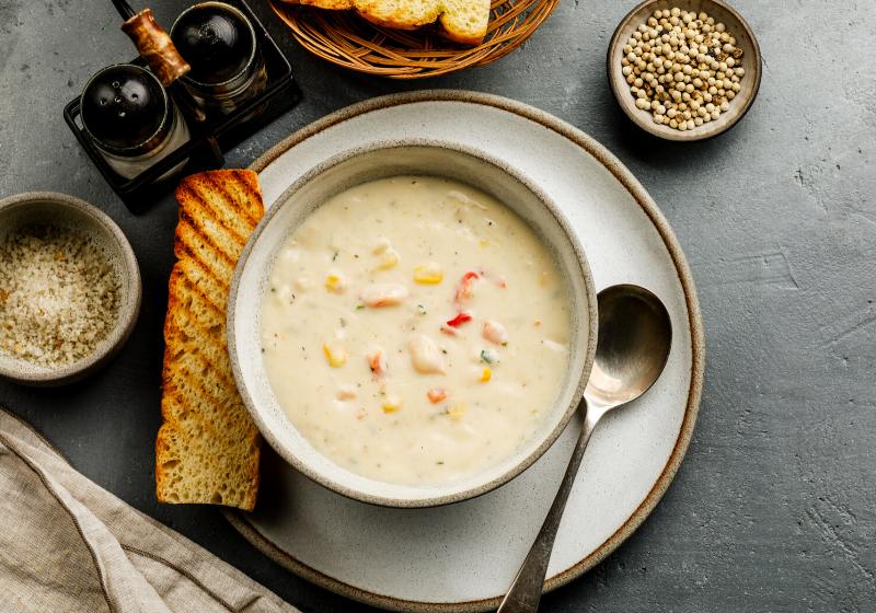 chowder crab soup shrimps corn on | crab soup