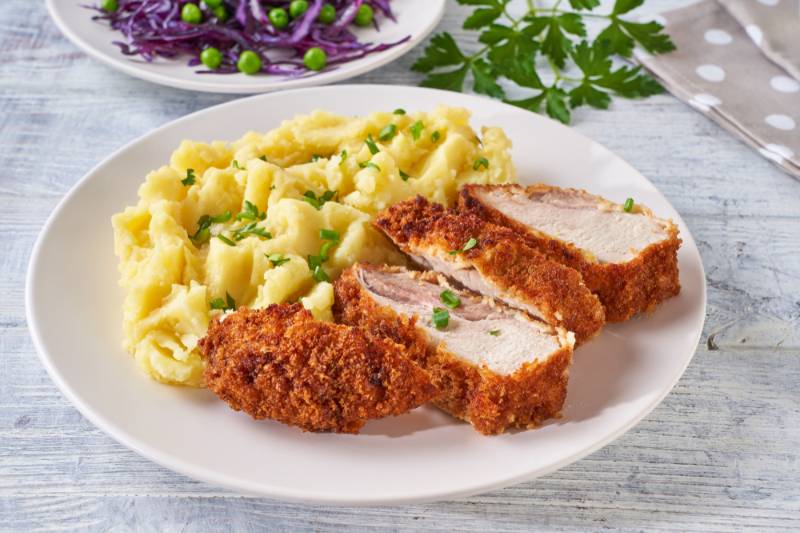 crispy-pork-chops-served-warm-potato | pork chops recipe