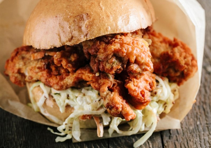 fried boneless chicken sandwich coleslaw | nashville hot chicken sandwich