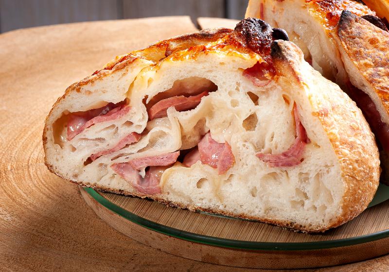 italian natural fermented bread stuffed provolone | crusty bread recipe